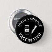 Gevaccineerd Bedankt Covid-19 Science Black Ronde Button 5,7 Cm (Voorkant /achterkant)