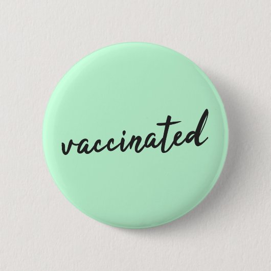 gevaccineerd | Covid-19 Mint Green Modern Script Ronde Button 5,7 Cm (Voorkant)