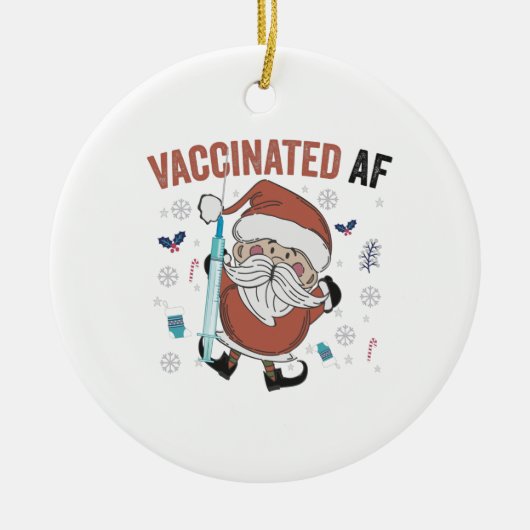 Gevaccineerd door Funny kerstgevaccineerde kerstma Keramisch Ornament (Voorkant)