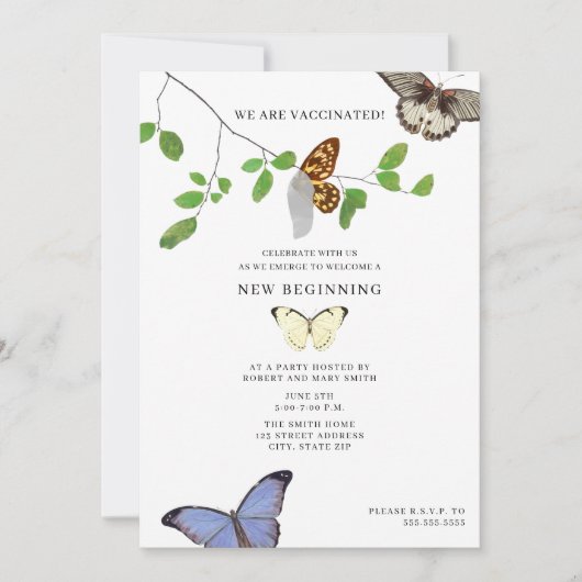 Gevaccineerd einde van quarantaine reunion Butterf Kaart (Voorkant)