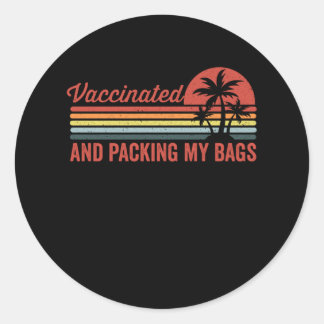 Gevaccineerd en mijn tassen inpakken ronde sticker