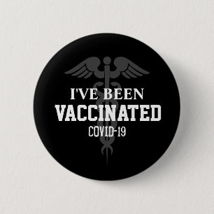 Gevaccineerd gecoat vaccin 19 Zwart wit vaccin Ronde Button 5,7 Cm