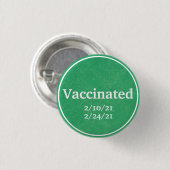 Gevaccineerd (groen) met aangepaste datums ronde button 3,2 cm (Voorkant /achterkant)