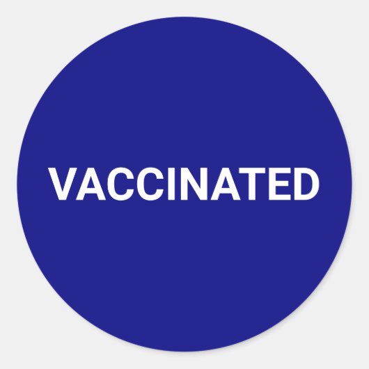 Gevaccineerd kobalt blauw wit aanpasbaar eenvoudig ronde sticker (Voorkant)