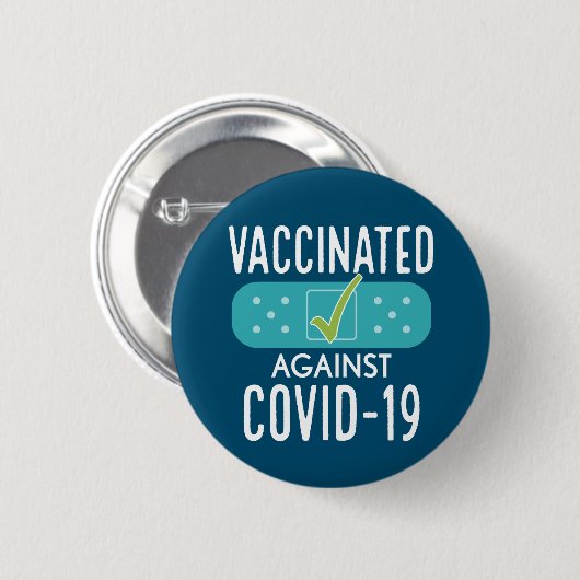 Gevaccineerd kreeg ik mijn Covid-19 vaccin - blauw Ronde Button 5,7 Cm (Voorkant /achterkant)