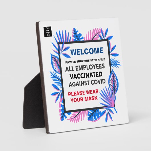 Gevaccineerd Logo Business Draag Masker Fotoplaat (Voorkant)