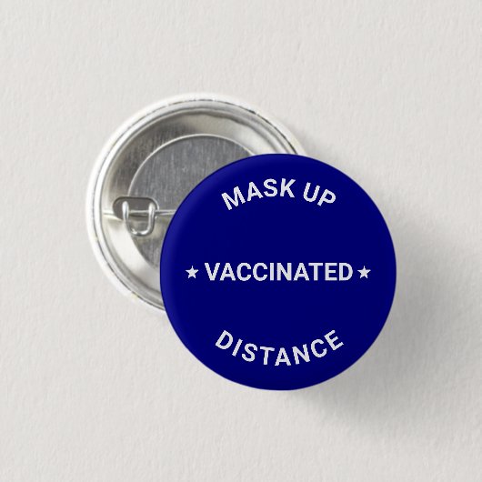 Gevaccineerd Masker omhoog Afstand aangepaste teks Ronde Button 3,2 Cm (Voorkant /achterkant)