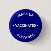 Gevaccineerd Masker omhoog Afstand aangepaste teks Ronde Button 3,2 Cm (Voorkant)