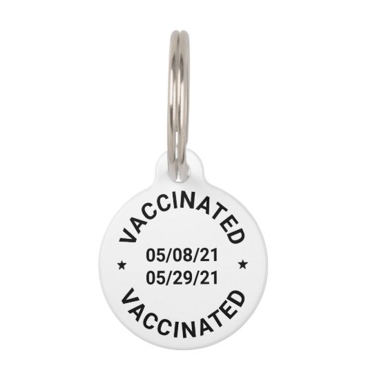 Gevaccineerd met douanedata en tekst huisdierpenning (Voorkant)