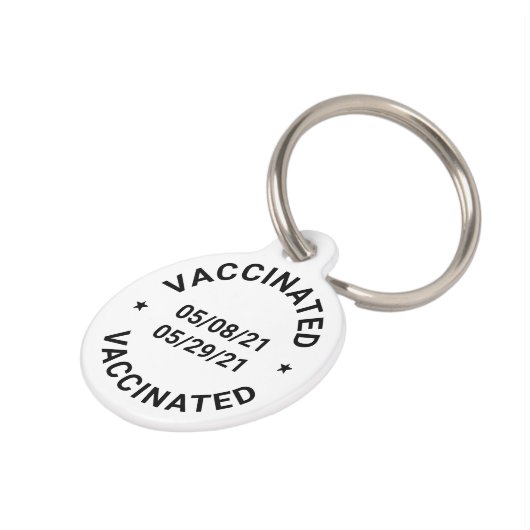 Gevaccineerd met douanedata en tekst huisdierpenning (Zijkant)