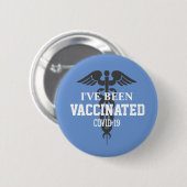 Gevaccineerd rond 19 Blue White Medical Ronde Button 5,7 Cm (Voorkant /achterkant)