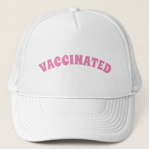 Gevaccineerd roze en wit trucker pet