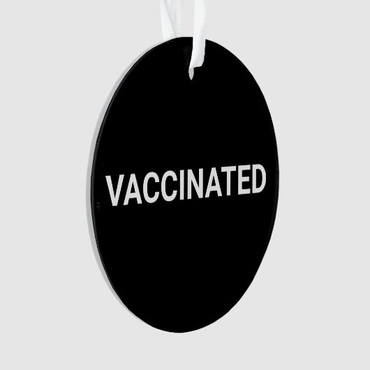Gevaccineerd, zwart wit aanpasbaar teken ornament (voorkant)