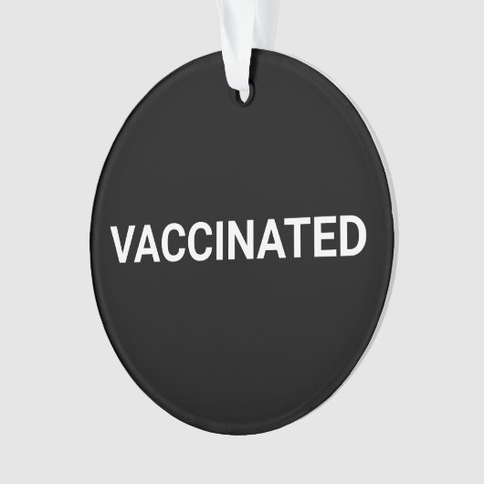Gevaccineerd, zwart wit aanpasbaar teken ornament (voorkant)