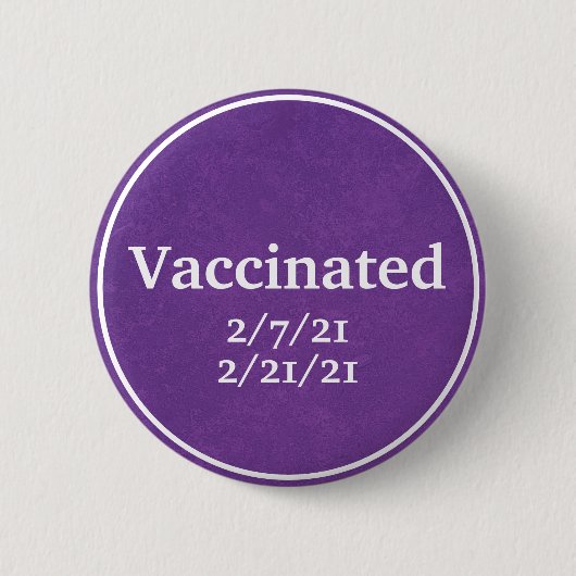 Gevaccineerde (Paarse) Button met aangepaste datum (Voorkant)