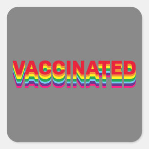 Gevaccineerde pride lgbt gay rainbow retro grijs vierkante sticker