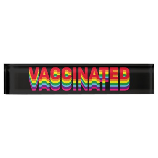 Gevaccineerde pride lgbt queer gay regenboog zwart naambordje (Voorkant)