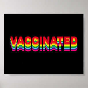 Gevaccineerde pride lgbt regenboogretro kleuren zw poster