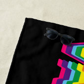 Gevaccineerde pride lgbt regenboogretro kleuren zw strandlaken (In situ)