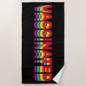 Gevaccineerde pride lgbt regenboogretro kleuren zw strandlaken (Voorkant)