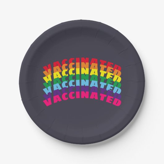 gevaccineerde regenboog van pride, donkerblauw papieren bordje (Voorkant)