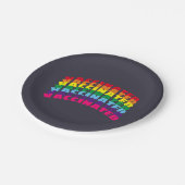 gevaccineerde regenboog van pride, donkerblauw papieren bordje (Gekanteld)