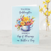 Gevadderde Bloemenbeker van Zegeningen Moederdag Kaart (Gele Bloem)