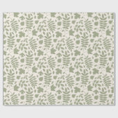 Gevallen bladeren Big Pattern Green op Cream Cadeaupapier (Vlak)