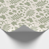Gevallen bladeren Big Pattern Green op Cream Cadeaupapier (Hoek)