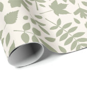 Gevallen bladeren Big Pattern Green op Cream Cadeaupapier (Rol Hoek)