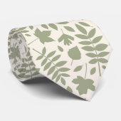 Gevallen bladeren Big Pattern Green op Cream Stropdas (Opgerold)