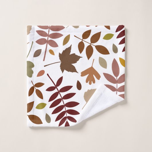 Gevallen Bladeren Lg Patroon Vallen Kleuren op Wit Bad Handdoek (Wasdoekje)