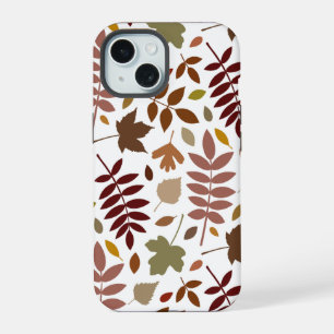 Gevallen Bladeren Lg Patroon Vallen Kleuren op Wit iPhone 15 Case