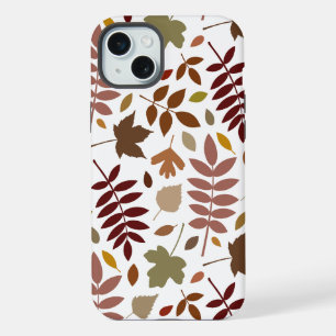 Gevallen Bladeren Lg Patroon Vallen Kleuren op Wit iPhone 15 Plus Case