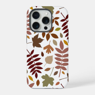 Gevallen Bladeren Lg Patroon Vallen Kleuren op Wit iPhone 15 Pro Case