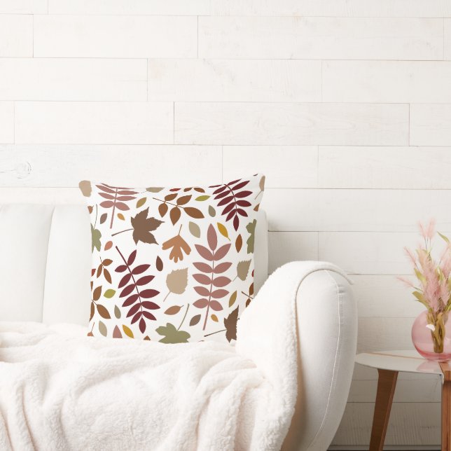 Gevallen Bladeren Lg Patroon Vallen Kleuren op Wit Kussen (Bank)