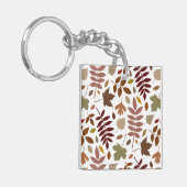 Gevallen Bladeren Lg Patroon Vallen Kleuren op Wit Sleutelhanger (Voorkant Links)