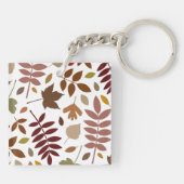 Gevallen Bladeren Lg Patroon Vallen Kleuren op Wit Sleutelhanger (Achterkant)