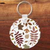 Gevallen Bladeren Lg Patroon Vallen Kleuren op Wit Sleutelhanger (Achterkant)