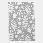 Gevallen bladeren LG Patroon Wit op Grijs Theedoek (Verticaal)