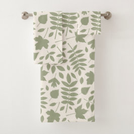 Gevallen bladeren LG Pattern Green op Cream Bad Handdoek