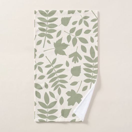 Gevallen bladeren LG Pattern Green op Cream Bad Handdoek (Handdoek)