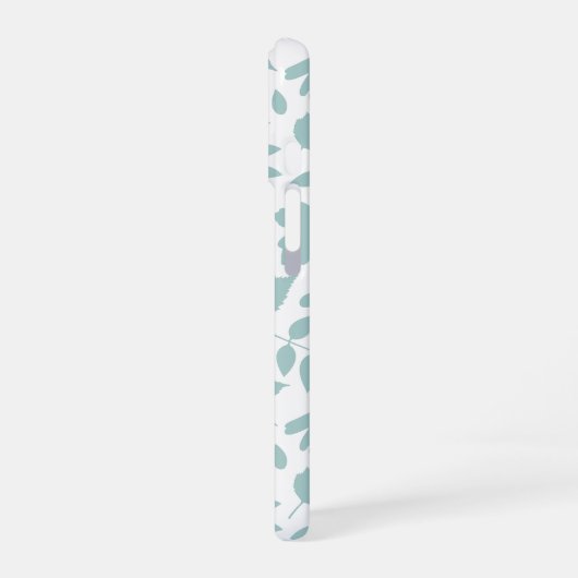 Gevallen bladeren LG Pattern LT Blauwgroen op wit iPhone 16 Hoesje (Linkerkant)