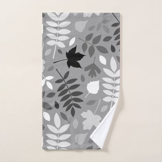 Gevallen bladeren LG Pattern Monochrome op Grijs Bad Handdoek (Handdoek)