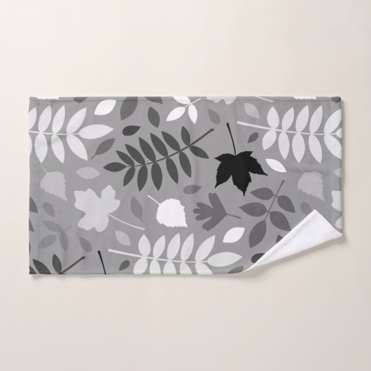 Gevallen bladeren LG Pattern Monochrome op Grijs Bad Handdoek (Handdoek)