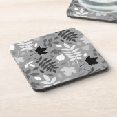 Gevallen bladeren LG Pattern Monochrome op Grijs Bier Onderzetter (Linkerzijde)