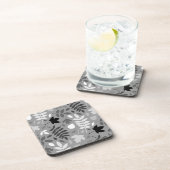 Gevallen bladeren LG Pattern Monochrome op Grijs Bier Onderzetter (Rechterzijde)