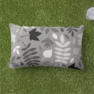 Gevallen bladeren LG Pattern Monochrome op Grijs Buitenkussen
