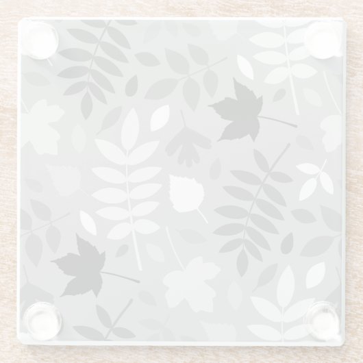 Gevallen bladeren LG Pattern Monochrome op Grijs Glazen Onderzetter (Achterkant)