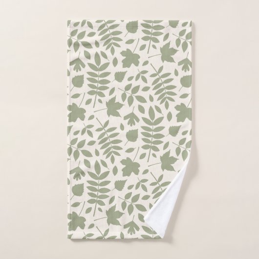 Gevallen bladeren Patroon Groen op Cream Bad Handdoek (Handdoek)